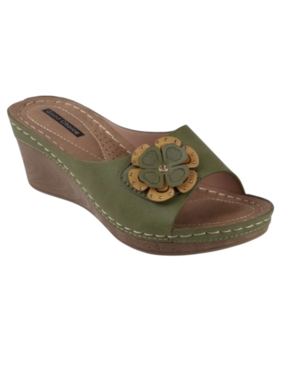 GC SHOES Naples Green Wedge Comfortable Sandals - Green - 8 - NWB